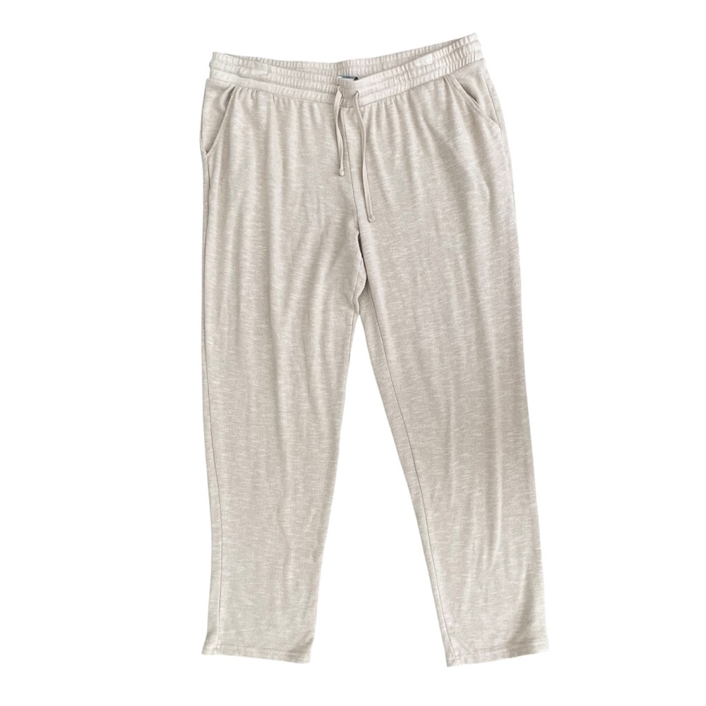 Natori Fleece Tan Straight Pants Women L Loungewear Relaxed Comfort Stretch Chic